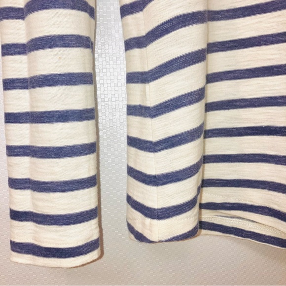 J Crew Long Sleeve Scoop Neck Striped Pullover Cotton Top XS 0-2 Blue/Cream - Picture 9 of 15